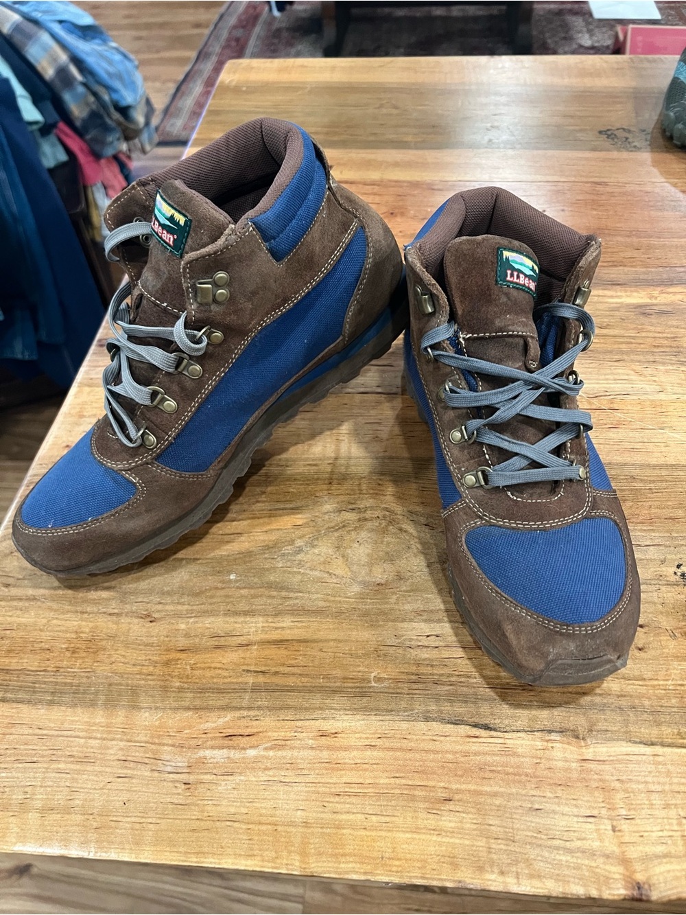 L.L. Bean Brown and Blue Men's Suede Hiker Boots